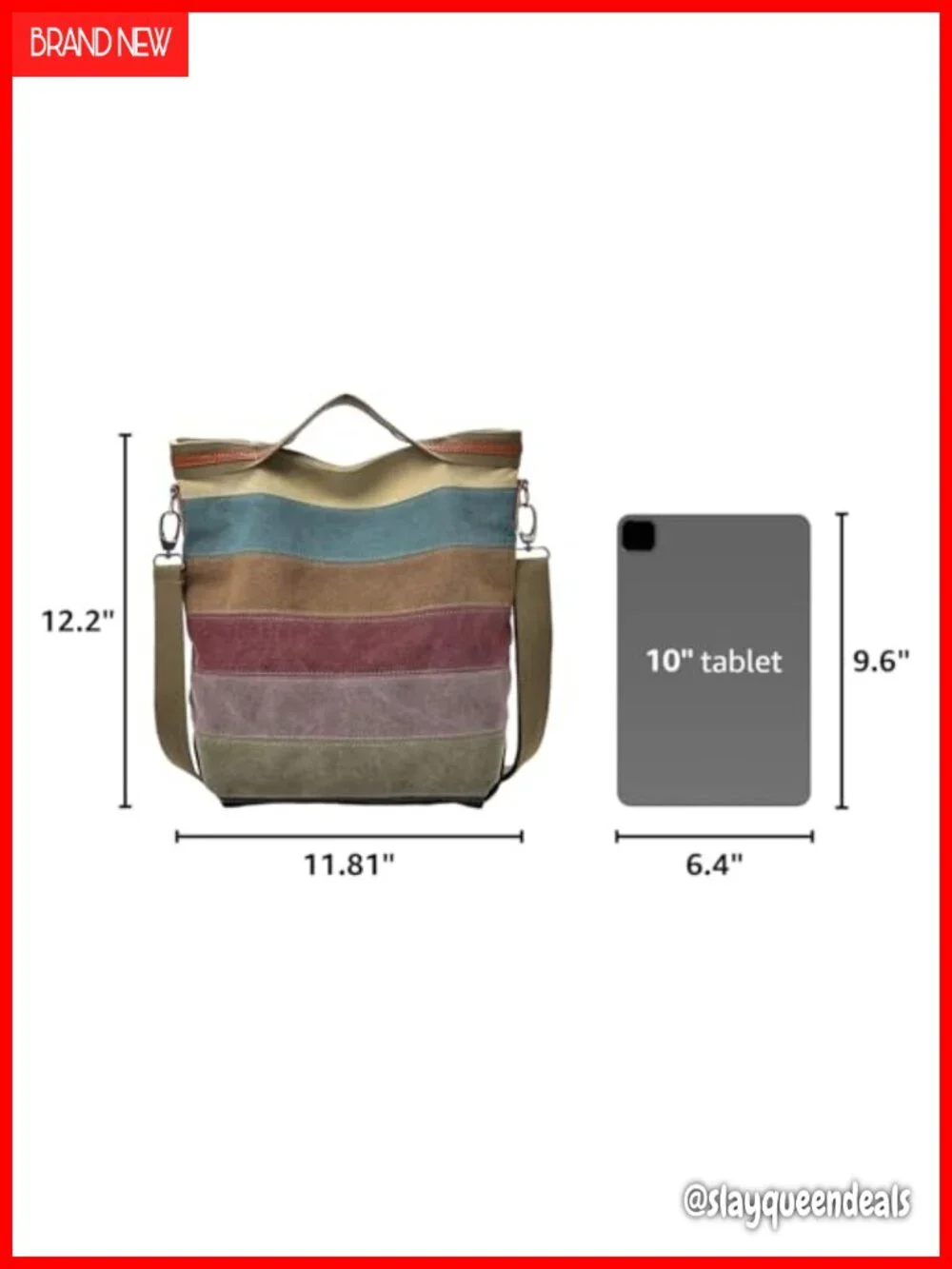Canvas Hobo Tote Bag With Strap, Large Capacity, Multi-Color